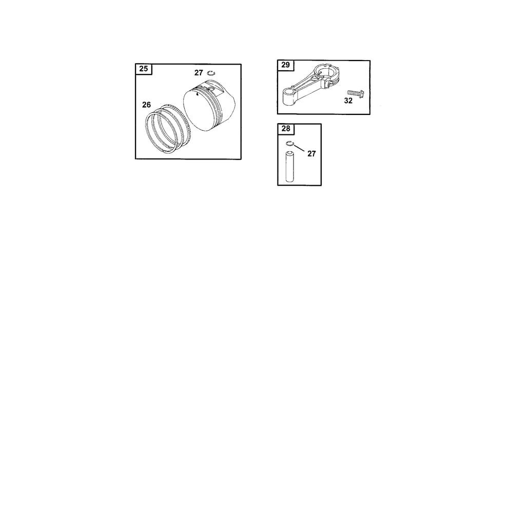 Piston/Ring Set Diagram and Parts List for 12E800TO12E899  Briggs and Stratton Engine